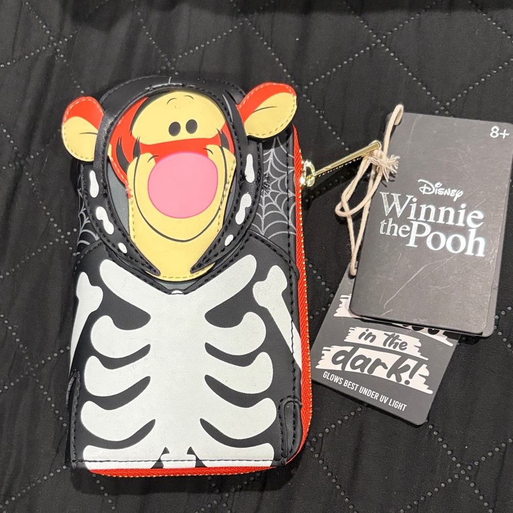 Disney Tigger Skeleton Glow Wallet - Black and White Loungefly